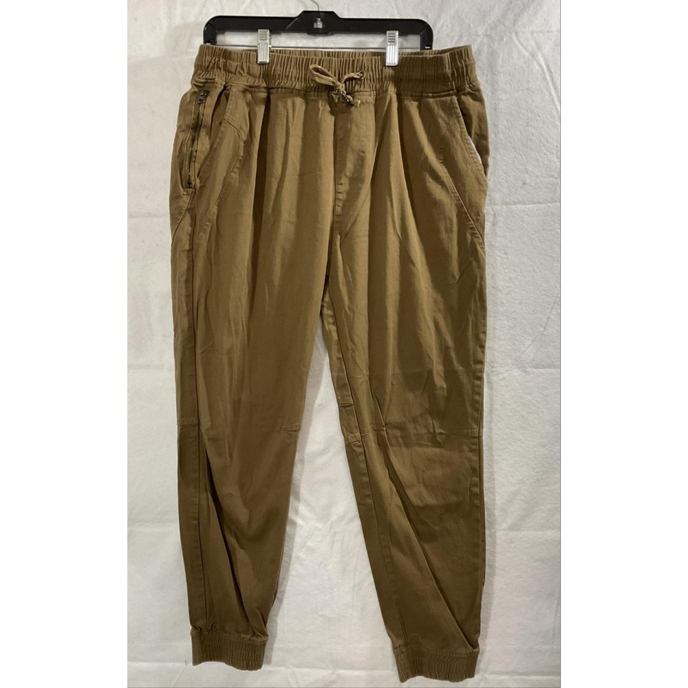 Rocawear Jogger Pants Mens XL Beige Elastic Waist Cuffed Stretch Drawstring